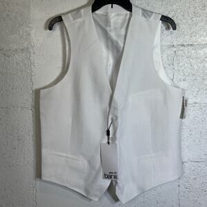 Bar III Men's Slim-Fit White 100% Linen Suit Vest white Large $115